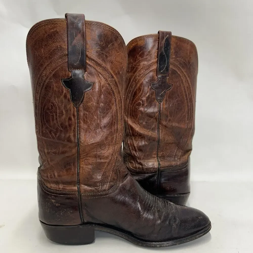 Vintage Lucchese Western Cowboy Boots Goat “Brown”